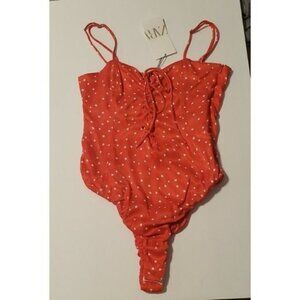 Zara Bodysuit sz S red with stars New